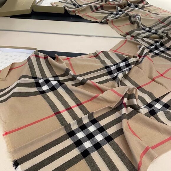 Burberry Beige and Black Checkered Scarf - Picture 3 of 5